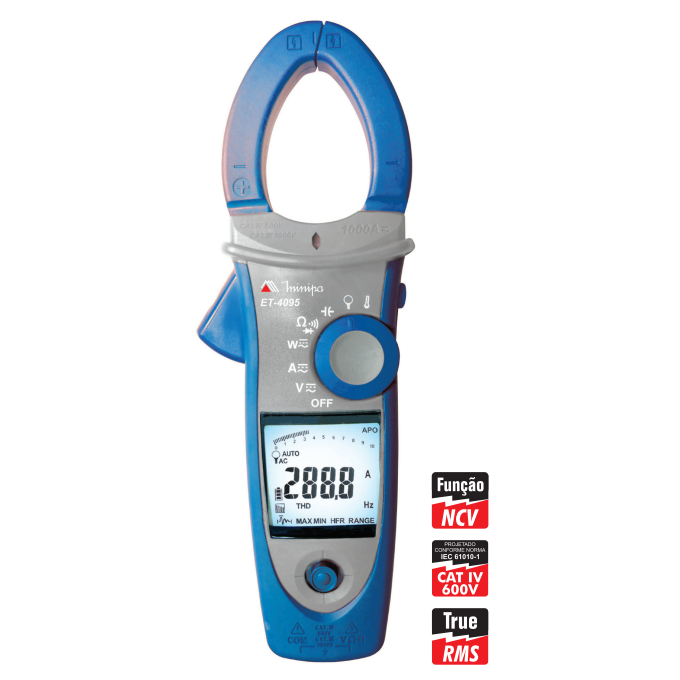 ALICATE WATTIMETRO - ET 4095 C/ GARRA FLEX CAT IV