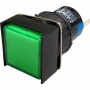 SINALEIRO QUADRADO LED 16MM   24VCC/CA - VERDE ( P16-BS7-G2 ) - PULSADOR