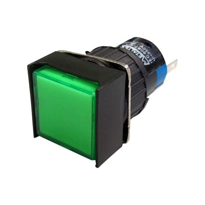 SINALEIRO QUADRADO LED 16MM   24VCC/CA - VERDE ( P16-BS7-G2 ) - PULSADOR