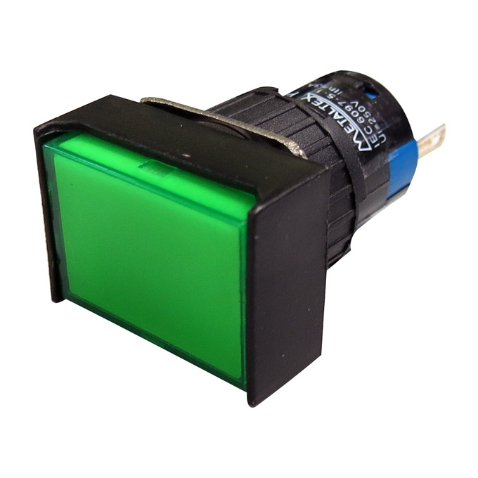 SINALEIRO RETANGULAR  LED 16MM   24VCC/CA - VERDE ( P16-PL7-G )