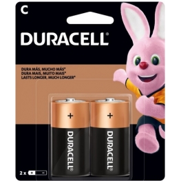 BATERIA ALCALINA DURACELL C - MEDIA ( CARTELA C/ 2 UNIDADES )