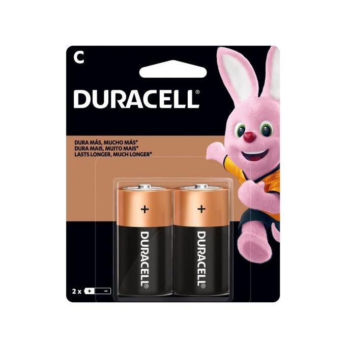 BATERIA ALCALINA DURACELL C - MEDIA ( CARTELA C/ 2 UNIDADES )