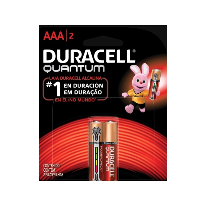BATERIA ALCALINA DURACELL AAA - QUANTUM ( CARTELA C/ 2 UNIDADES )