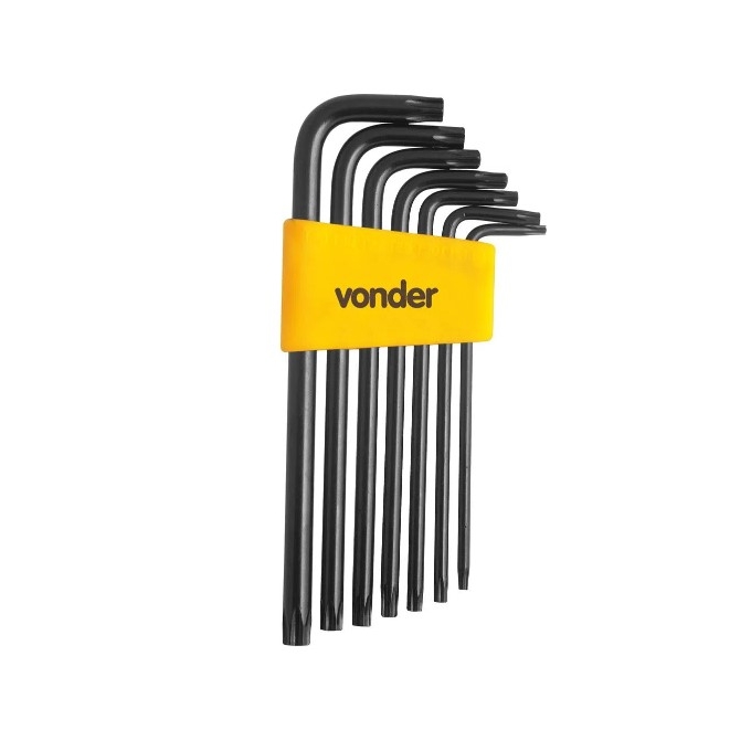 VONDER - JOGO DE CHAVES HEXALOBULAR T10 - T40 7 PECAS- CROMO