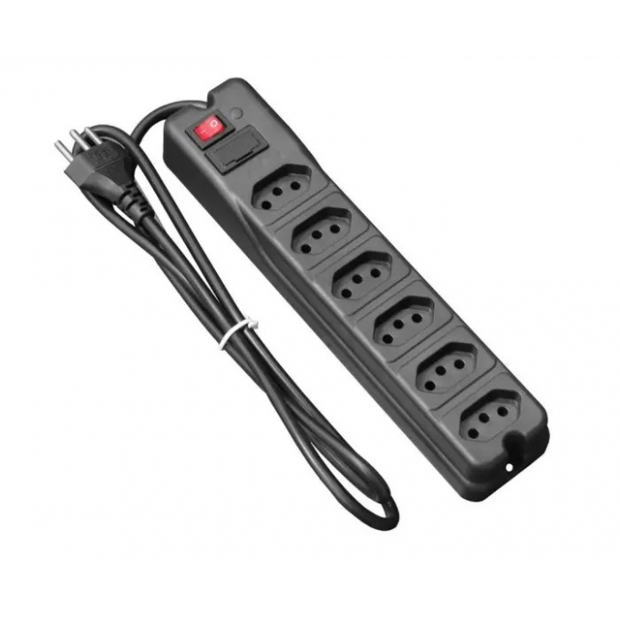 FILTRO DE LINHA 6 TOMADAS ABS - PRETO BIVOLT