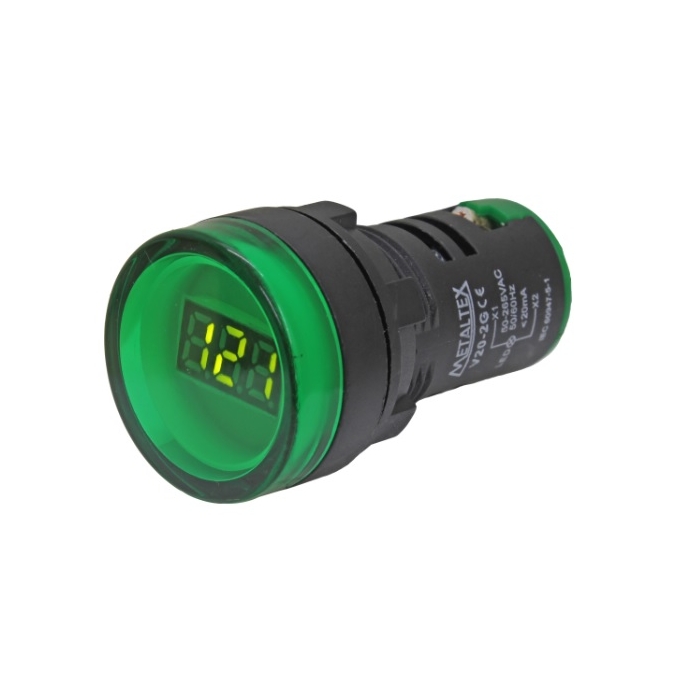 VOLTIMETRO - V20-2G - DIG 22MM - 3 DIGITOS - 50 A 265 VCA - VERDE