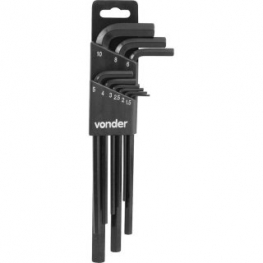 VONDER - JOGO DE CHAVES ALLEN LONGA 1,5MM A 10MM C/ 9 PECAS CROMO