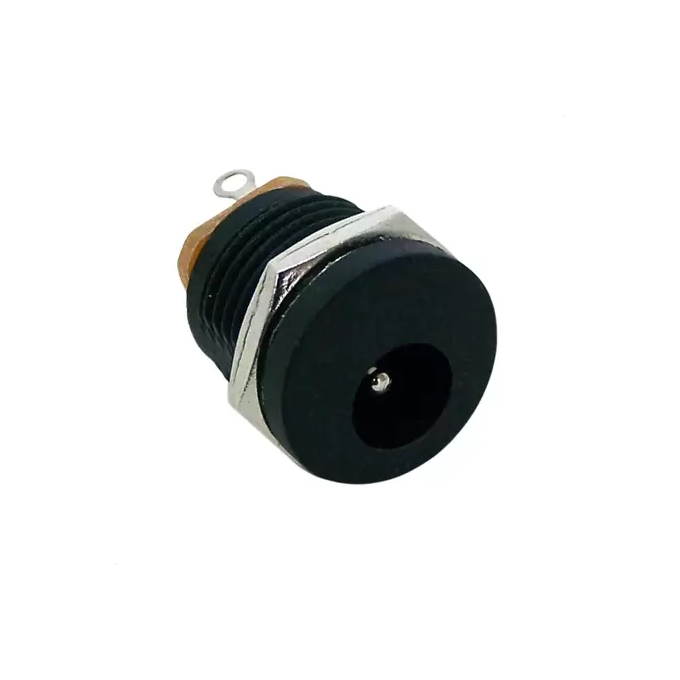 JACK J-4 PLASTICO COM ROSCA P/ PAINEL - 2,1 x 5,5MM