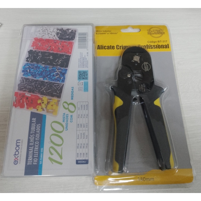 ALICATE BT 317 - CRIMP TUBULAR DE 0,25 A 10 MM C/ KIT 1200 TERMINAIS