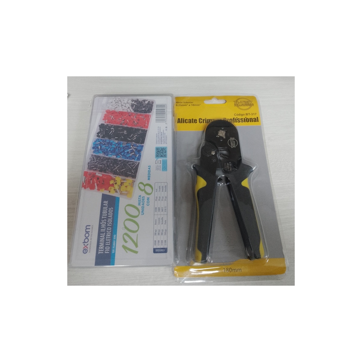 ALICATE BT 317 - CRIMP TUBULAR DE 0,25 A 10 MM C/ KIT 1200 TERMINAIS