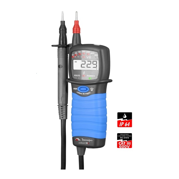 DETECTOR DE TENSAO - EZ TEST III - LCD 12V A 690V