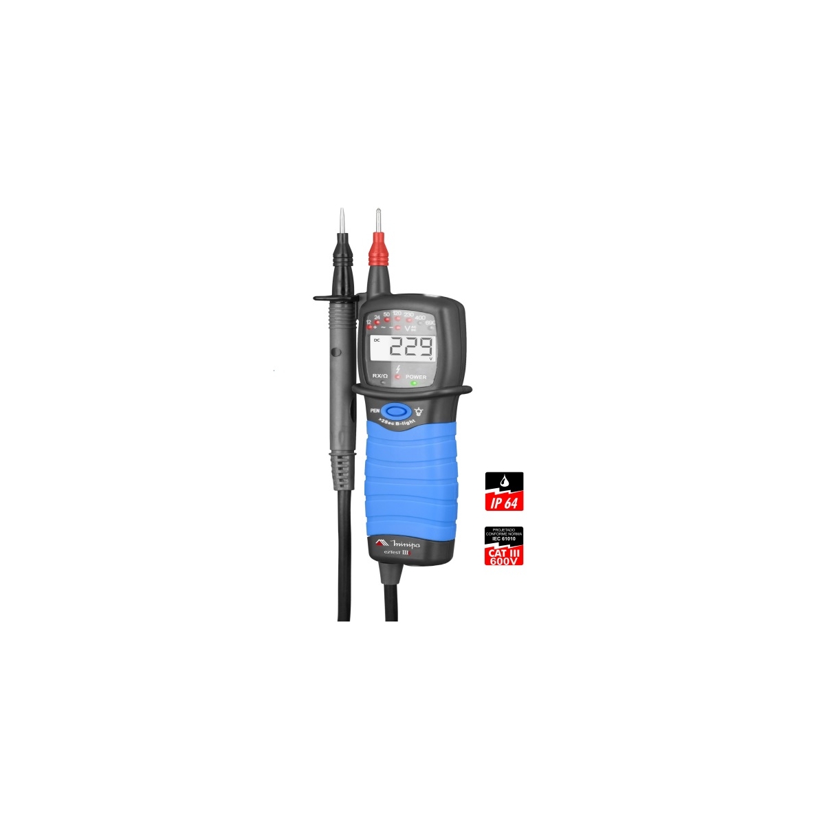 DETECTOR DE TENSAO - EZ TEST III - LCD 12V A 690V